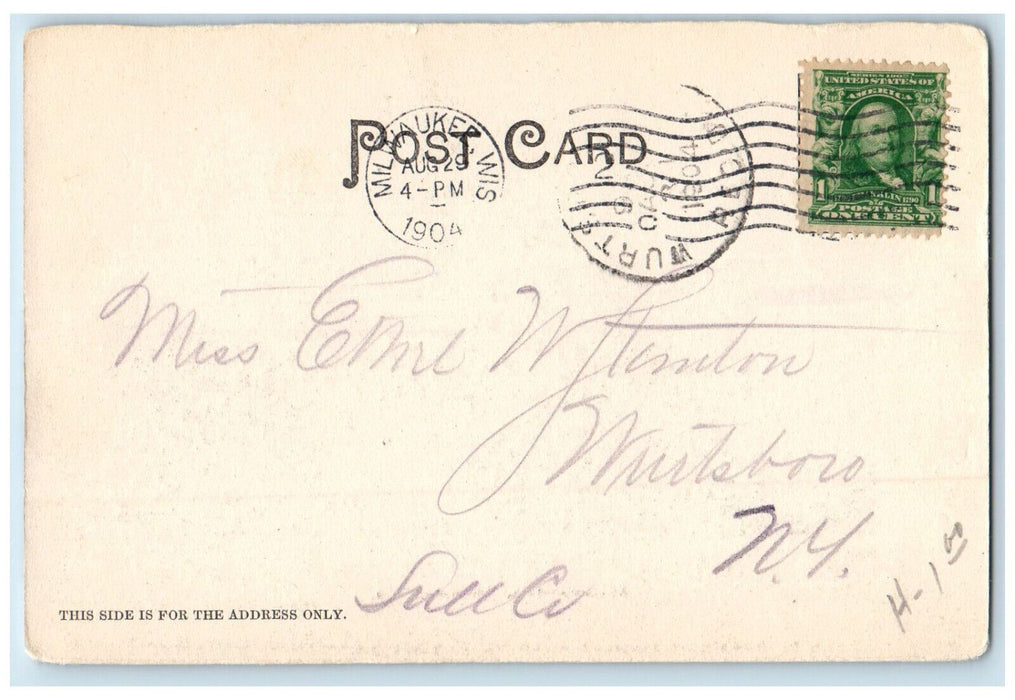 1904 Deutscher Club Milwaukee Wisconsin WI Wurtsboro NY Antique Posted Postcard
