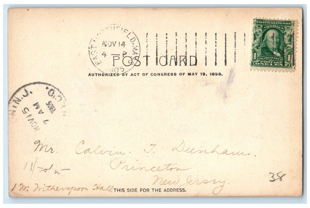 1905 Stone Halls Tower Clock East Northfield Massachusetts MA Antique Postcard