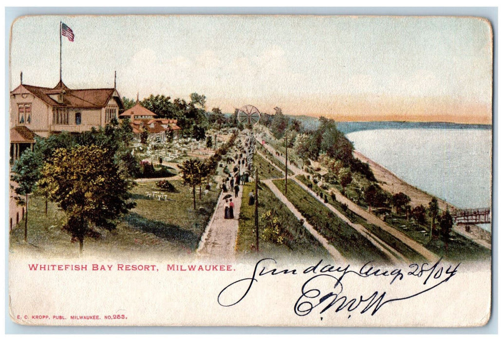 1904 Whitefish Bay Resort Milwaukee Wisconsin WI Wurtsboro NY Posted Postcard