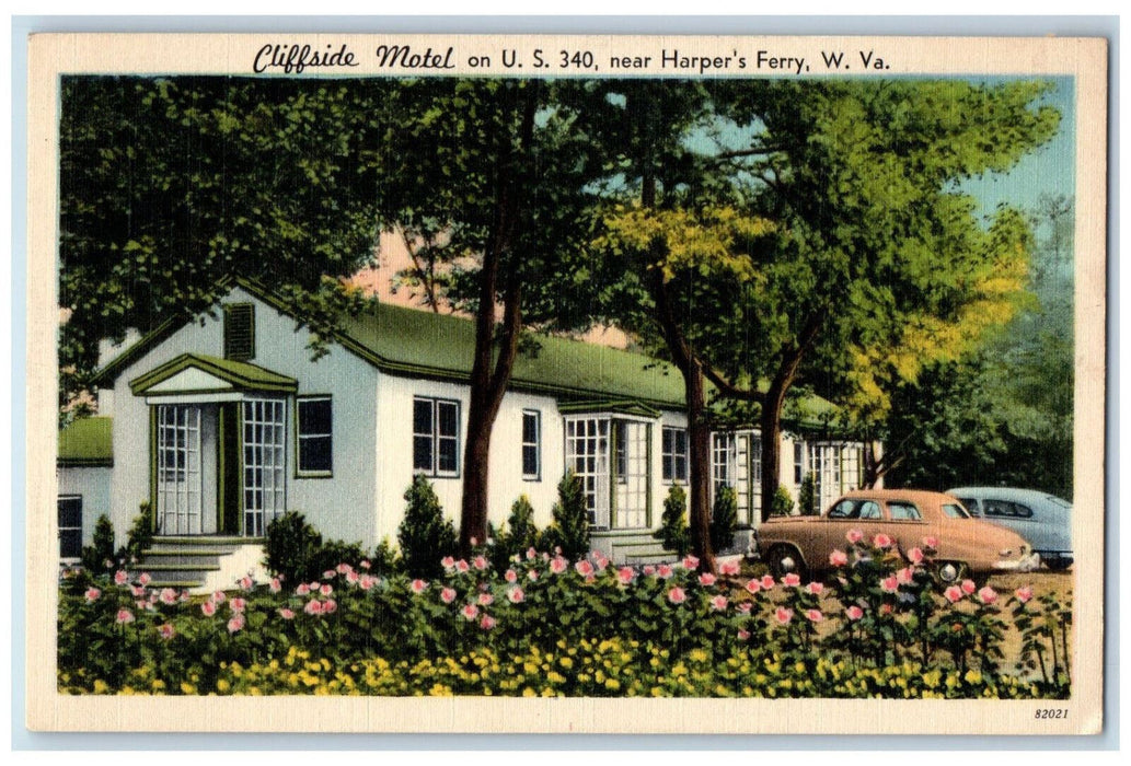 c1940's Cliffside Motel on US 340 Near Harper's Ferry West Virginia WV Postcard