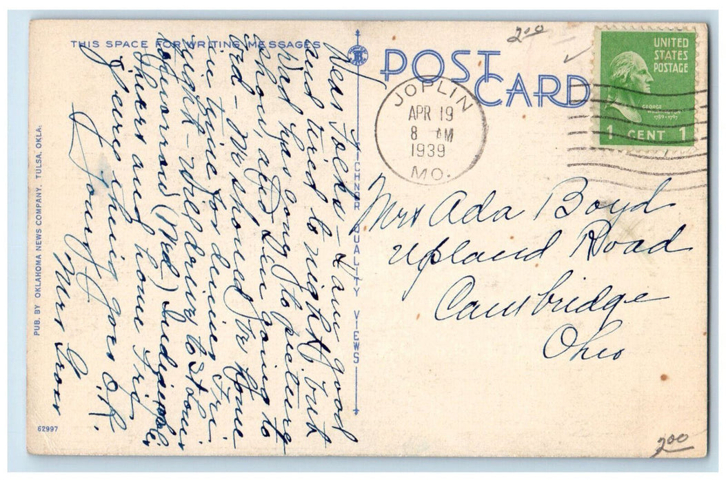 1939 National Bank of Tulsa By Night Tulsa Oklahoma OK Vintage Postcard