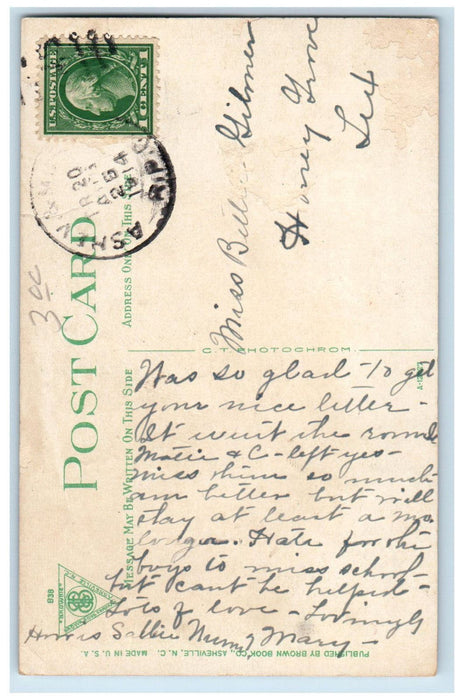 1914 Approach to Battery Park Hotel Asheville North Carolina NC RPO Postcard