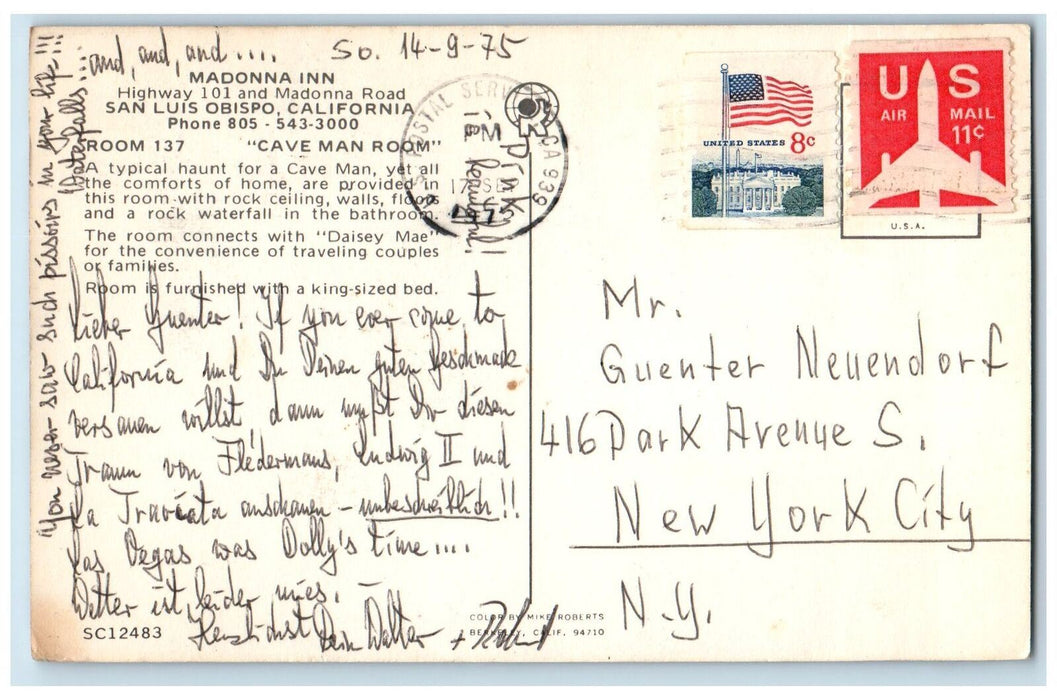 1975 Madonna Inn Rock Room Restaurant San Luis Obispo California CA Postcard