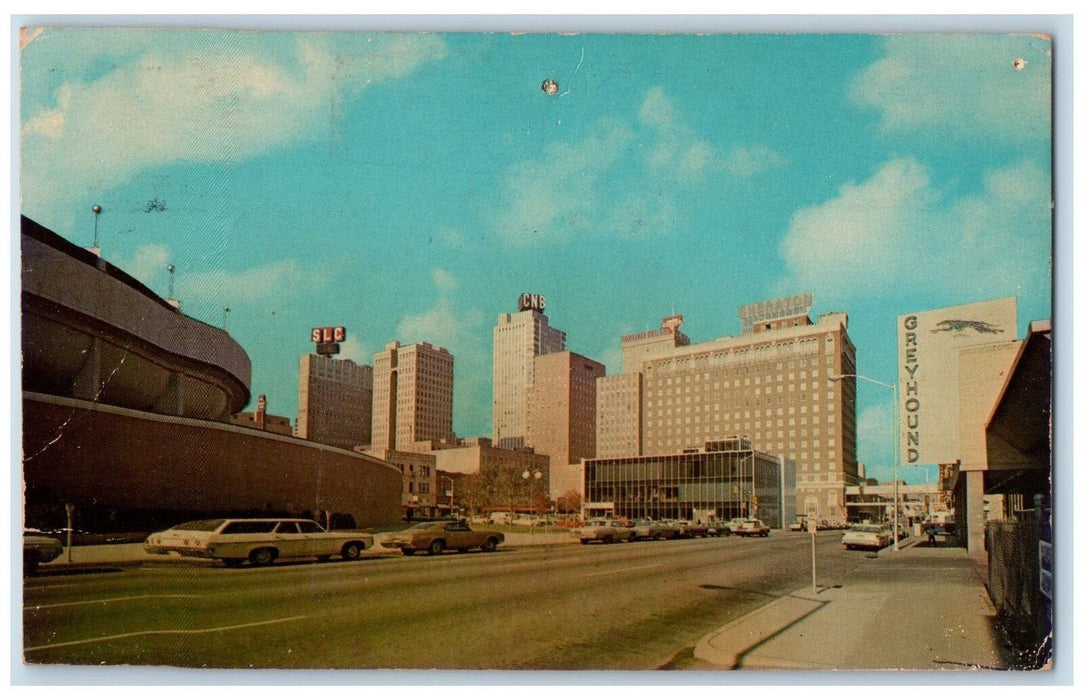 1974 Downtown Building Bus Station Restaurant Classic Car Fort Worth TX Postcard