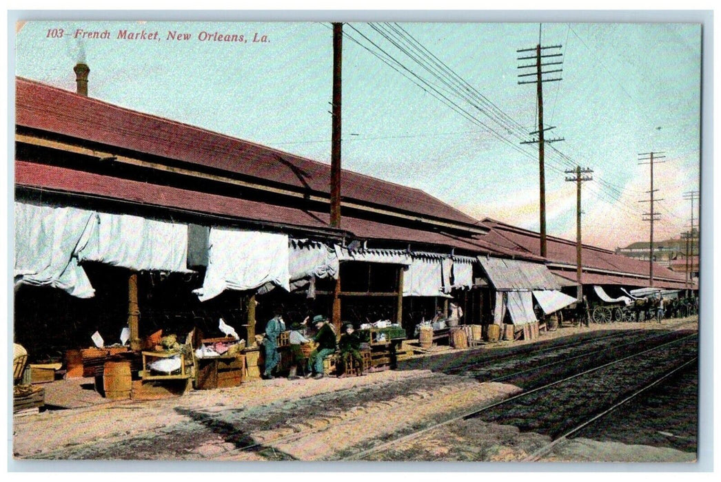 French Market Vendor Dirt Road Railroad New Orleans Louisiana LA Postcard