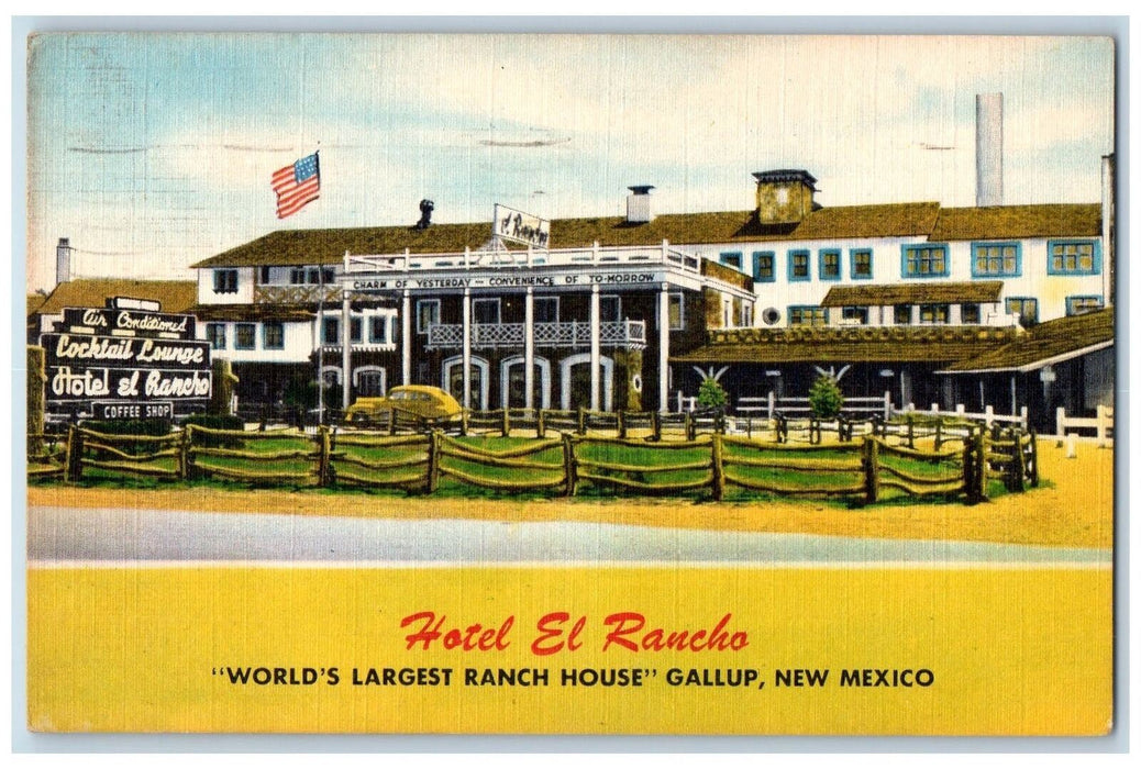 1957 Hotel Rancho World's Greatest Ranch House Gallup New Mexico Posted Postcard