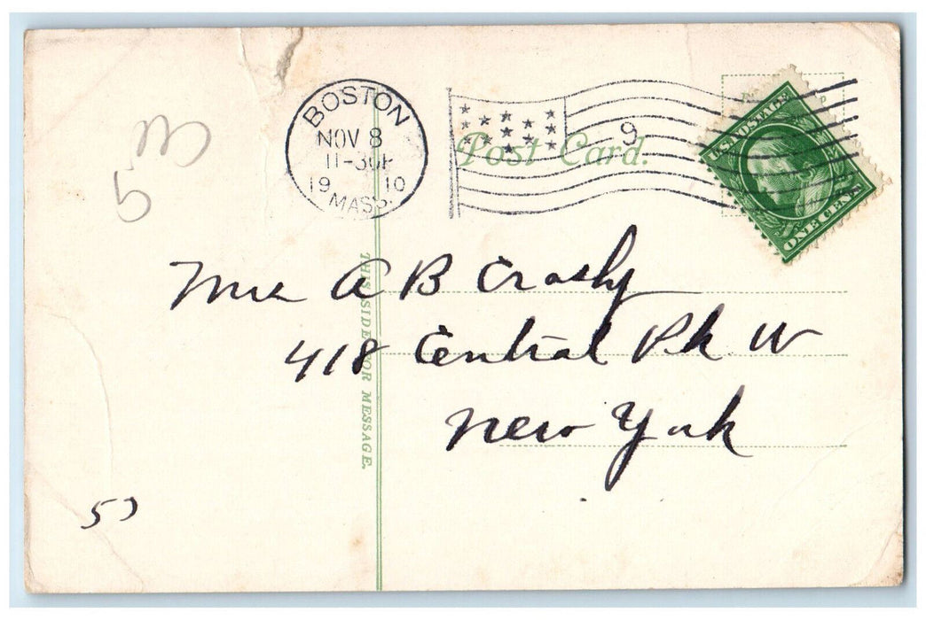 1910 Copley Square Public Library New Old South Church Boston MA Postcard