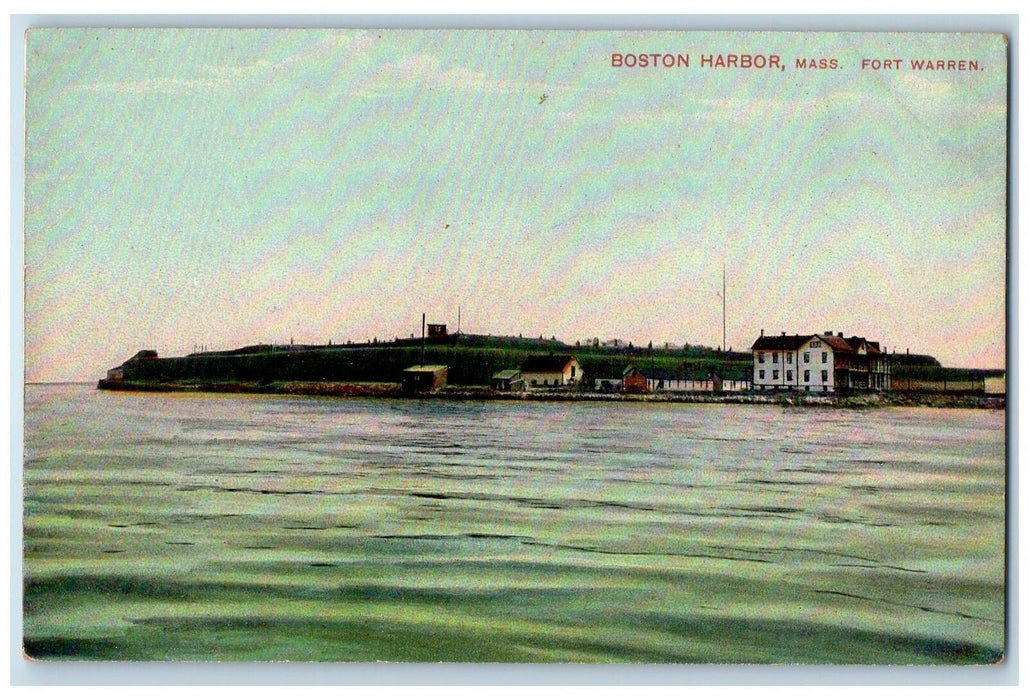 c1950's Fort Warren Houses Island Pole Boston Harbor Massachusetts MA Postcard