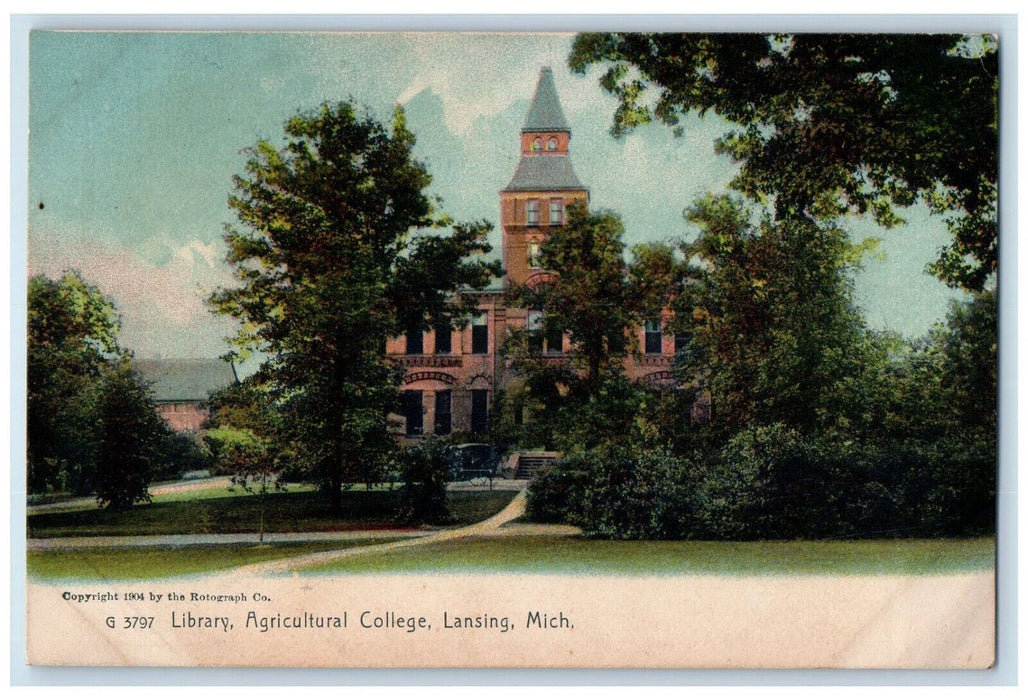 c1905 Library Agricultural College Lansing Michigan MI Antique Postcard