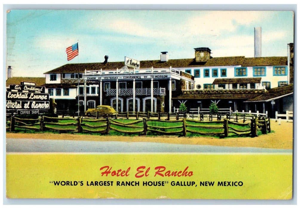 1960 Hotel Rancho World's Greatest Ranch House Gallup New Mexico Posted Postcard