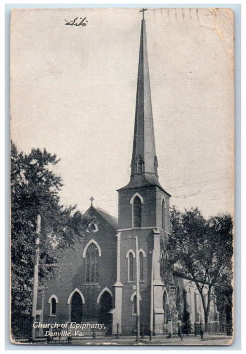 1908 Church of Epiphany Danville Virginia VA Posted J Murray Jordan Postcard