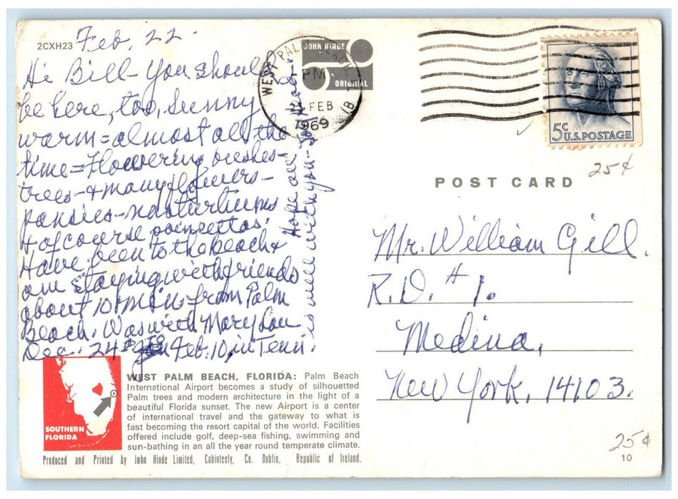 1969 Palm Beach International Airport West Palm Beach Florida FL Postcard