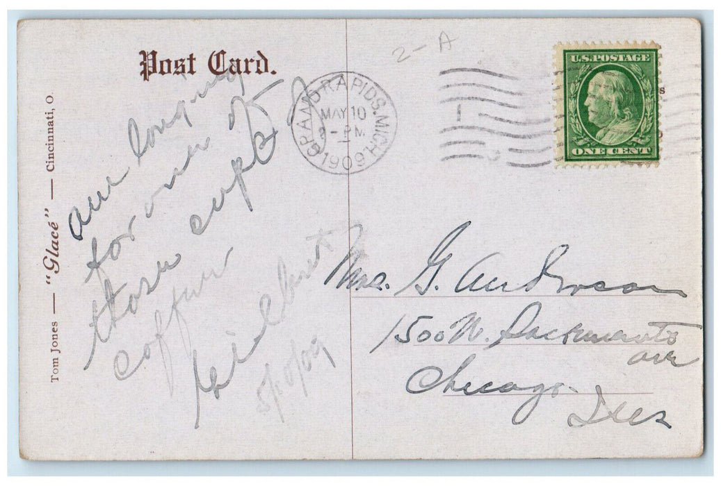 1909 Ryerson Library Grand Rapids Michigan MI Antique Posted Postcard