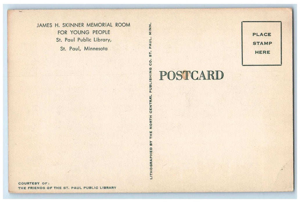 c1940's James H Skinner Memorial Room St. Paul Public Library MN Postcard