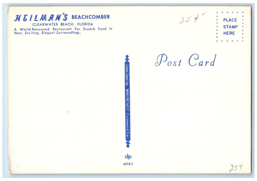 c1970's Dining at Heilman's Beachcomber Clearwater Beach Florida FL Postcard