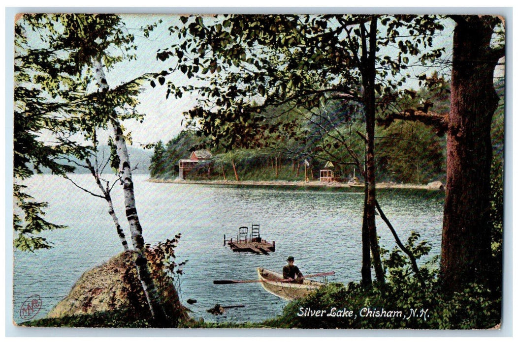 1907 Canoe Boat Scene, Silver Lake Chisham New Hampshire NH Postcard