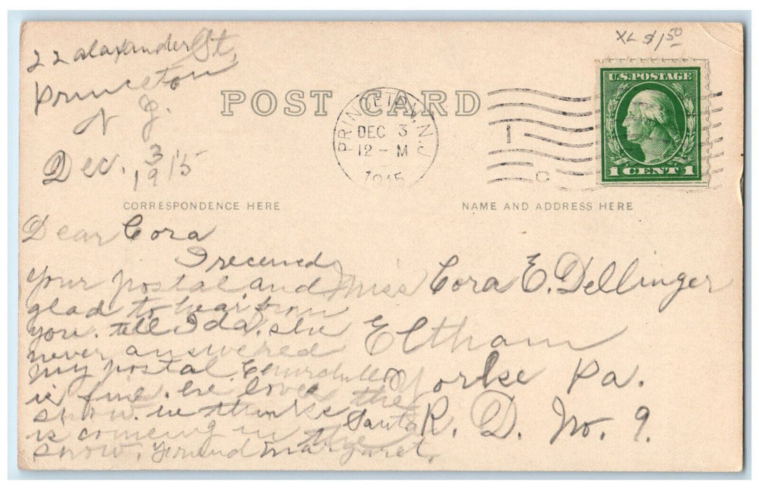 1915 Cleveland Memorial Tower Graduate School Princeton University NJ Postcard