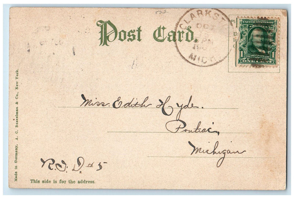 c1905 Detroit Public Library Detroit Michigan MI Antique Posted Postcard