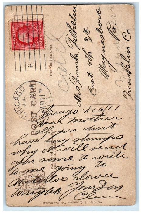 1911 S.S. Steamship Christopher Columbus In Chicago River Illinois IL Postcard