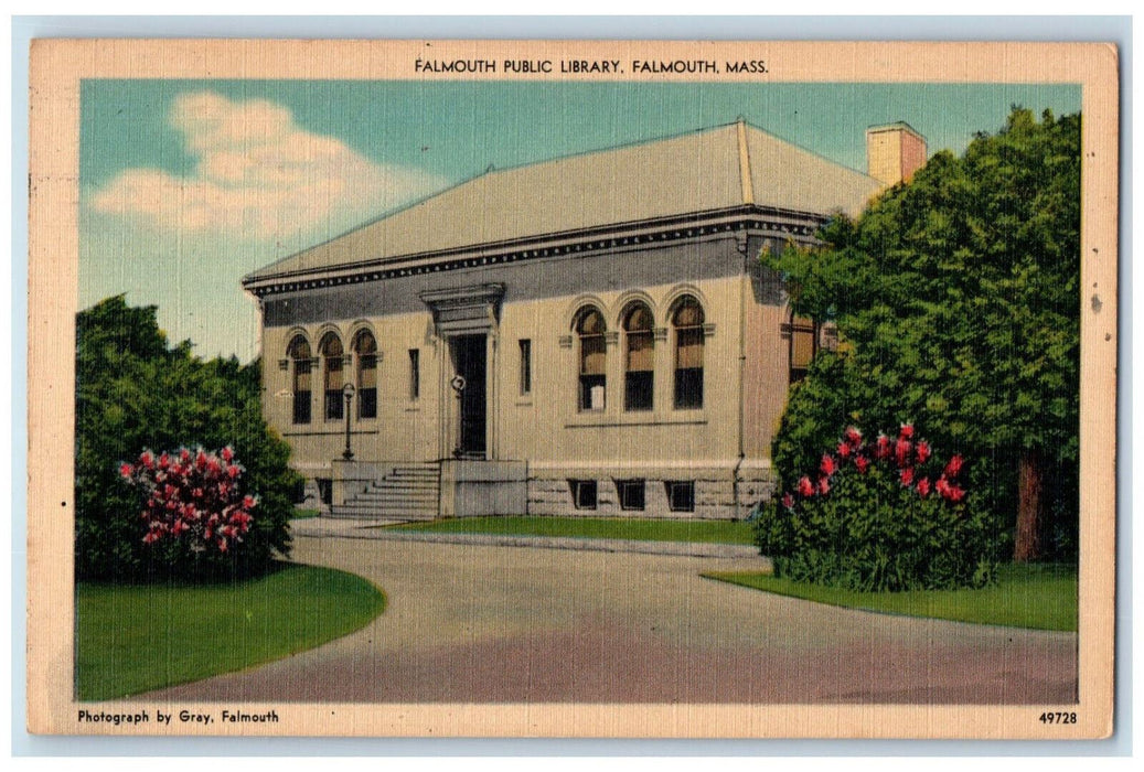 1950 Falmouth Public Library Falmouth Massachusetts MA Vintage Postcard