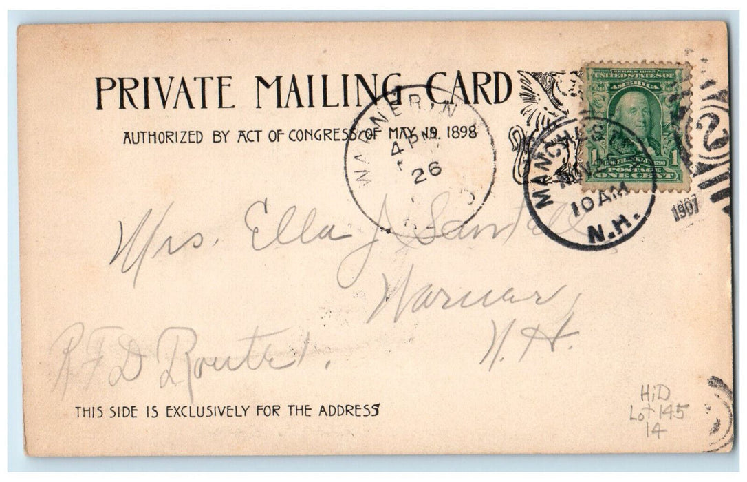 1907 Public Library Boston Massachusetts MA Warner New Hampshire NH Postcard