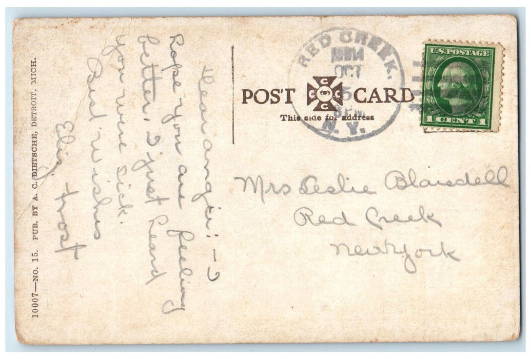 c1910 Stairway Entrance Public Library Lansing Michigan MI Posted Postcard