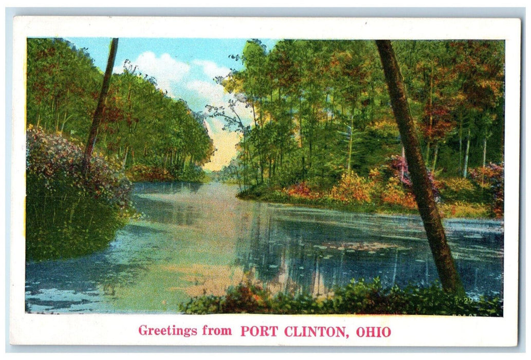 c1920's River Scene Greetings from Port Clinton Ohio OH Unposted Postcard