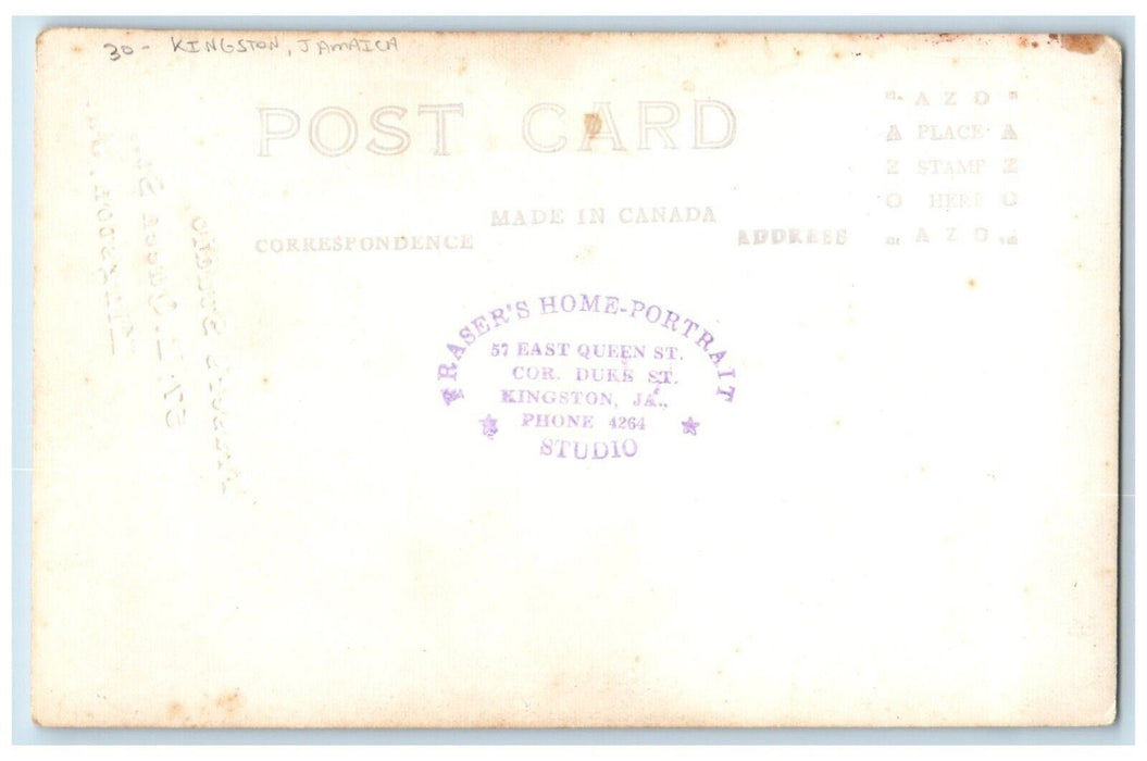c1930's Little Boy Frasers Studio Kingston Jamaica Vintage RPPC Photo Postcard