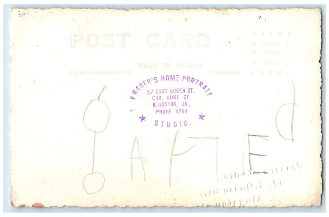 c1930's Little Girl Frasers Home Portrait Kingston Jamaica RPPC Photo Postcard