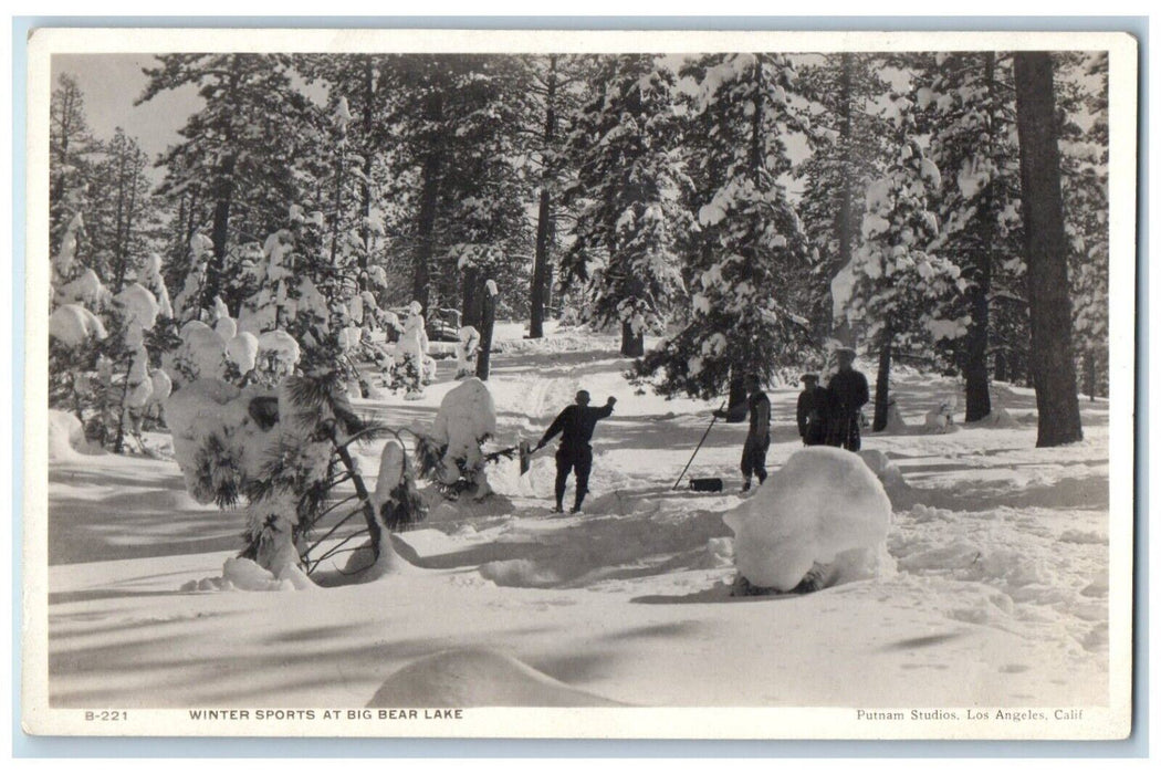 c1910's Winter Sports At Big Bear Lake California CA Antique RPPC Photo Postcard