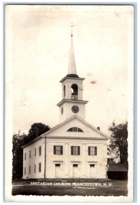 c1930's Unitarian Church Francestown New Hampshire NH RPPC Photo Postcard