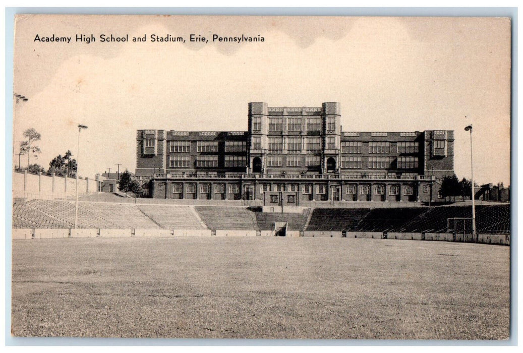 Academy High School Building At Stadium Erie Pennsylvania PA Vintage Postcard