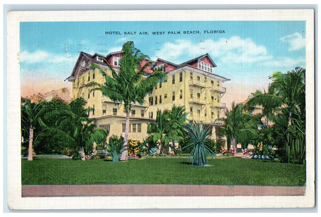 1934 Hotel Salt Air European Plan Verandas West Palm Beach Florida FL Postcard