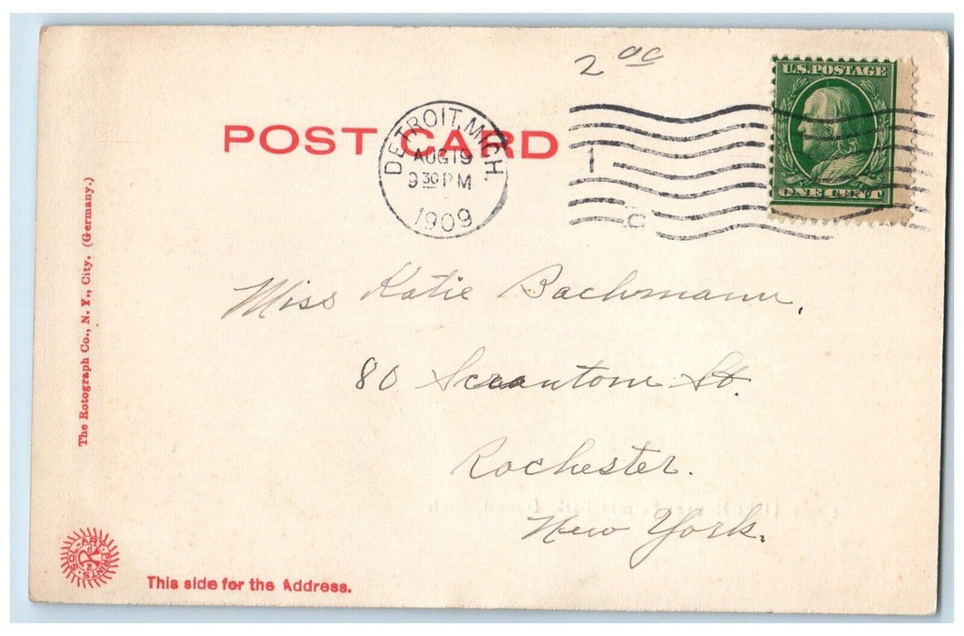 1909 Light House Palmer Park Lake Tree Detroit Michigan Vintage Antique Postcard