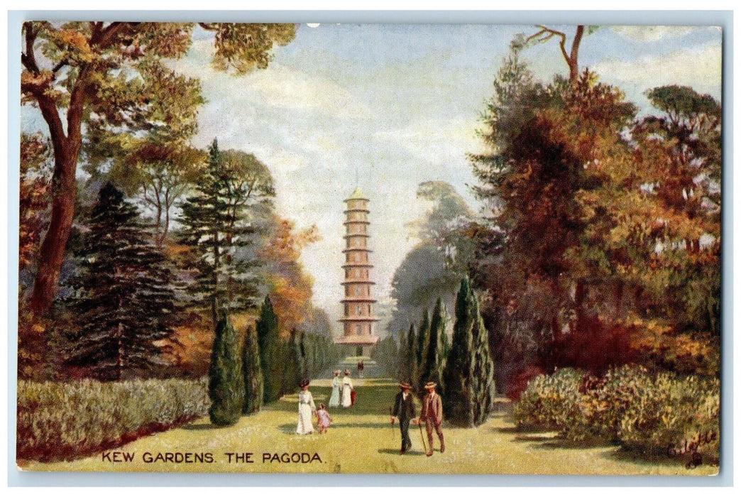 c1910 The Pagoda Kew Gardens Richmond England Oilette Tuck Art Unposted Postcard