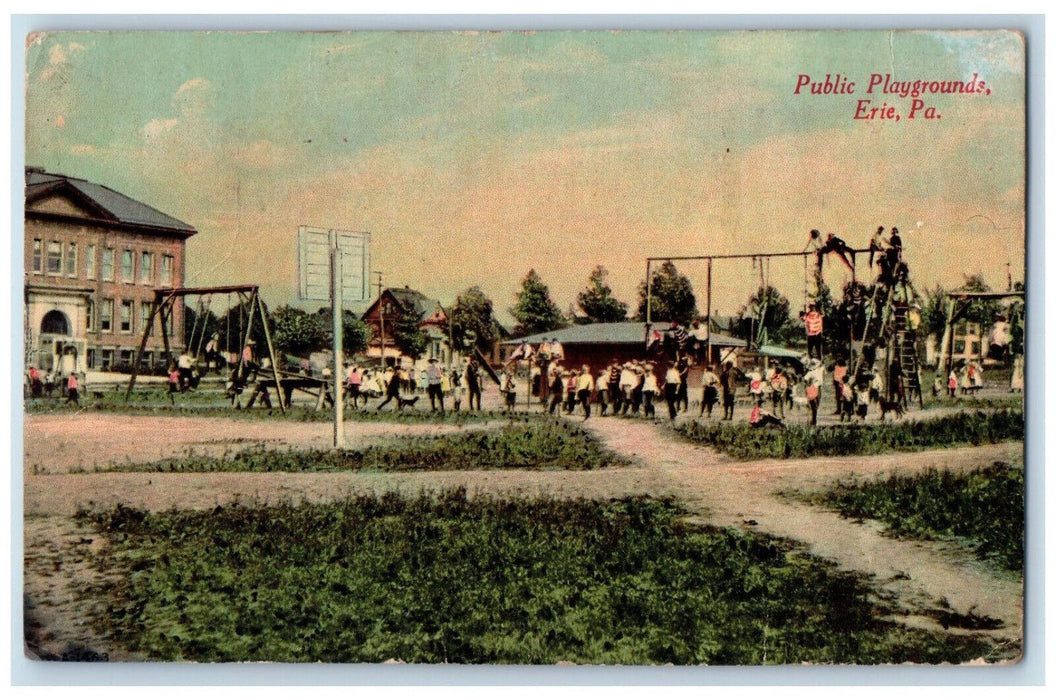 View Of Public Playgrounds Garden Park Erie Pennsylvania PA Antique Postcard