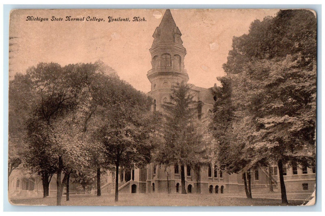 1909 Michigan State Normal College Building Ypsilanti MI Antique Posted Postcard