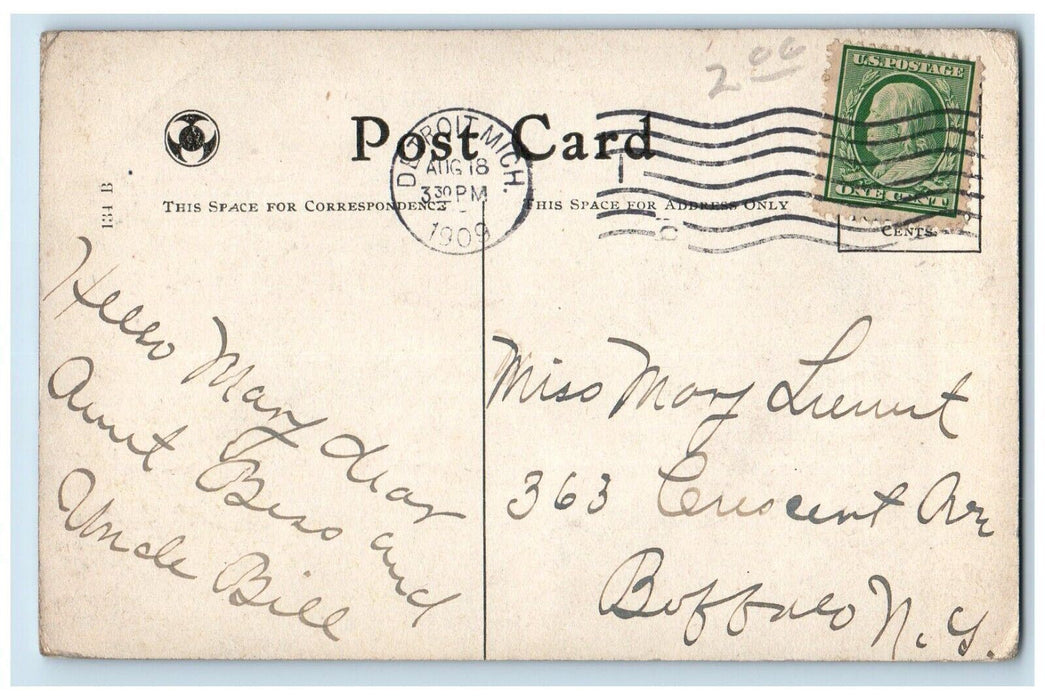 1909 Lake Palmer Park Light House Detroit Michigan MI Vintage Antique Postcard