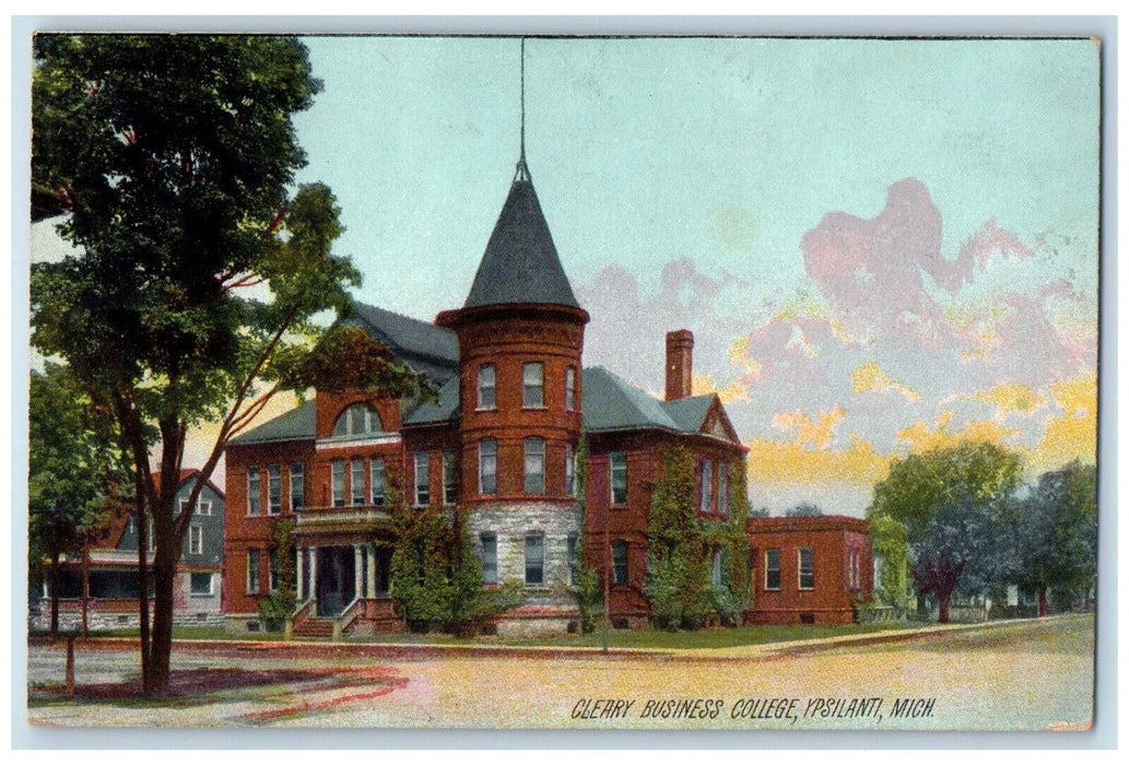 1908 Cleary Business College Ypsilanti Oak Grove Michigan MI Rotograph Postcard