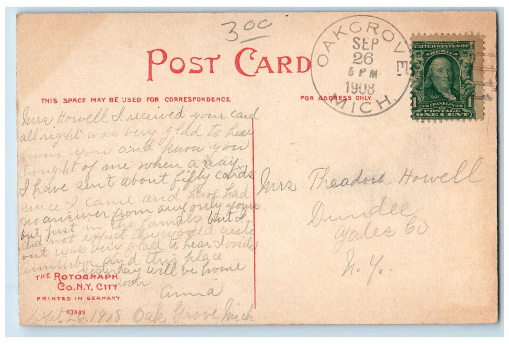 1908 Cleary Business College Ypsilanti Oak Grove Michigan MI Rotograph Postcard