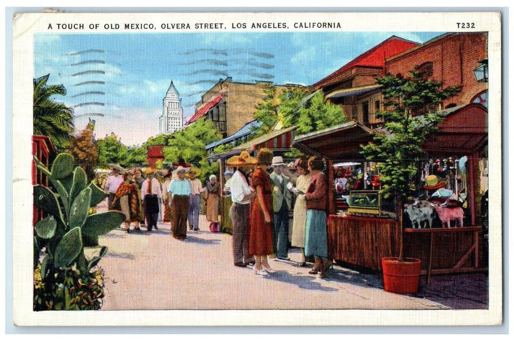 1938 Touch Old Mexico Olvera Street Exterior Los Angeles California CA Postcard