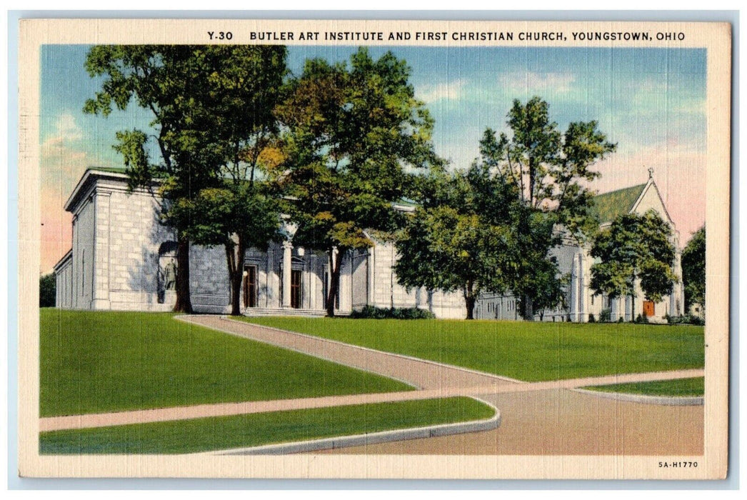 1938 Butler Art Institute First Christian Church Field Youngstown Ohio Postcard