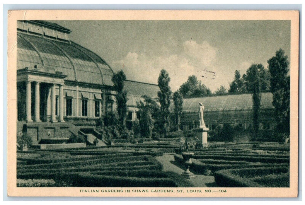 1938 Italian Gardens Shaw Gardens Exterior Building St. Louis Missouri Postcard