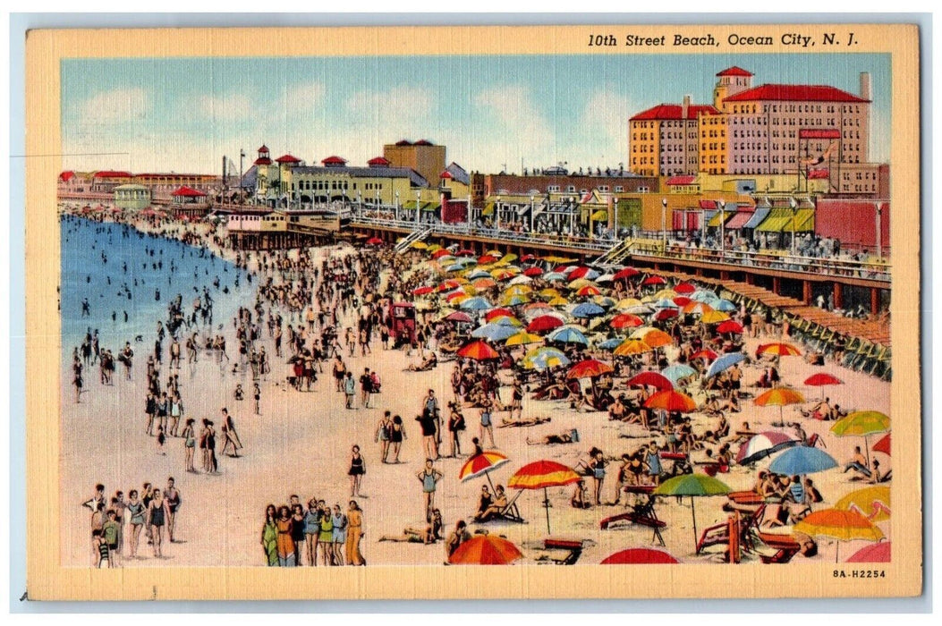 1944 Street Beach Sun Shade Swimsuit Exterior Ocean City New Jersey NJ Postcard