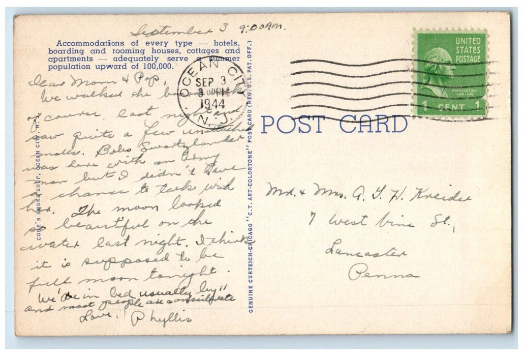 1944 Sindia Wreck Sindia Galleon Ship Dualview Ocean City New Jersey NJ Postcard