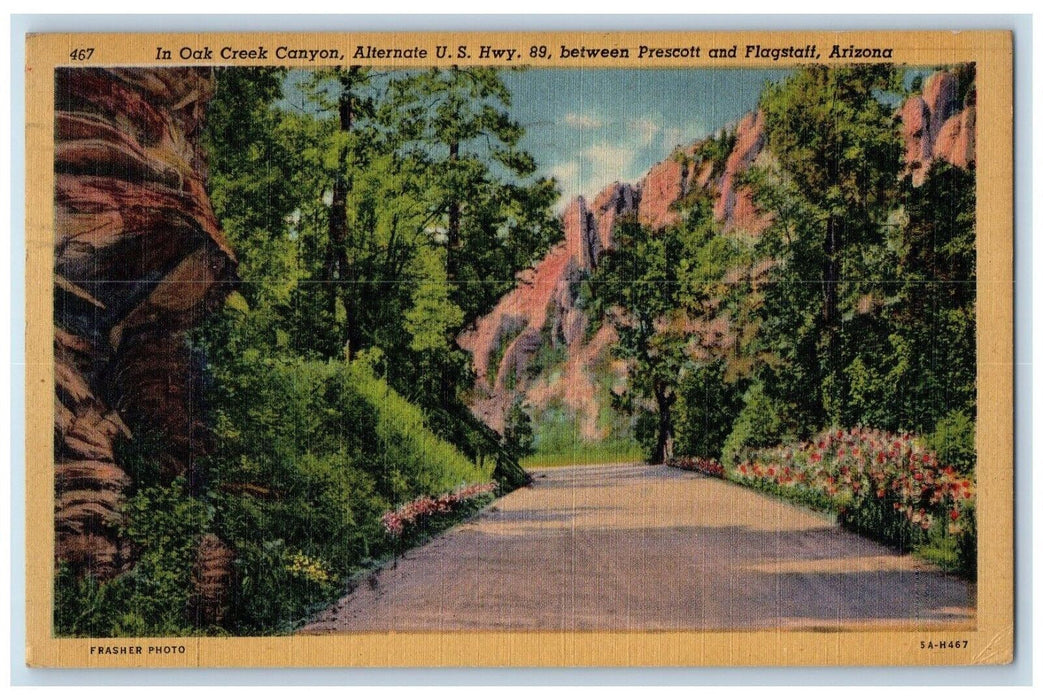 1947 Oak Creek Canyon Alternate Highway Prescott Flagstaff Arizona AZ Postcard