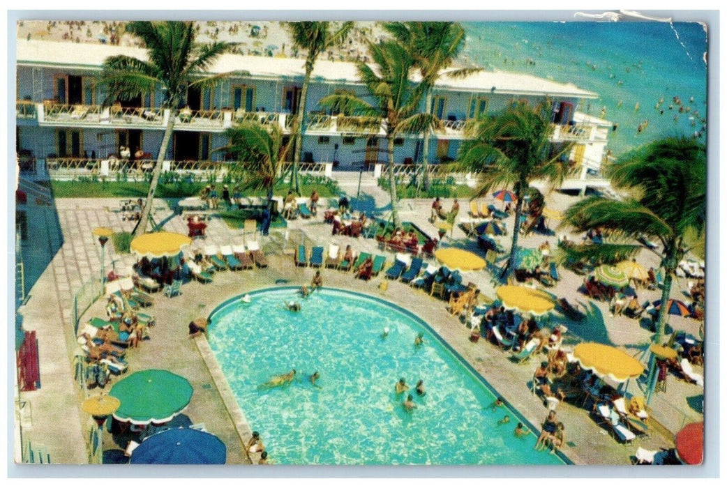 1953 Shoreham Norman Oceanfront Hotel Pool Exterior Miami Beach Florida Postcard