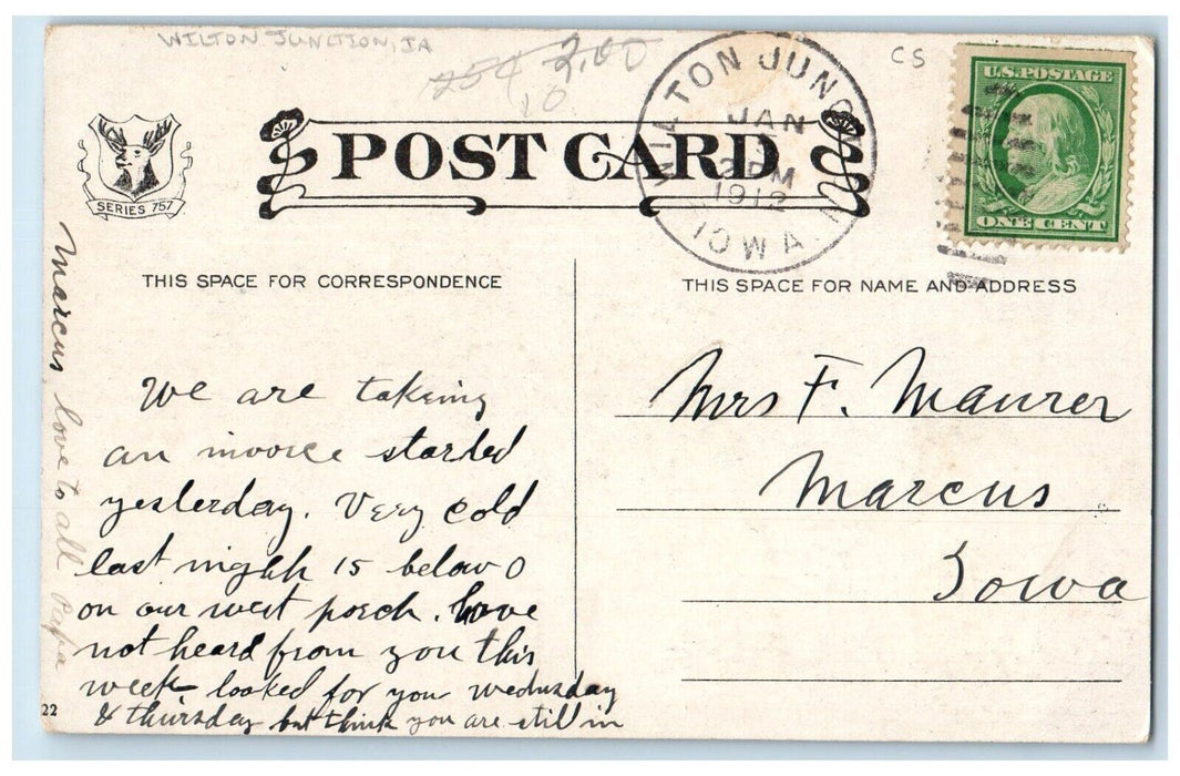 1912 Sheep Herd Grass Field Trees Wilton Junction Iowa Vintage Antique Postcard