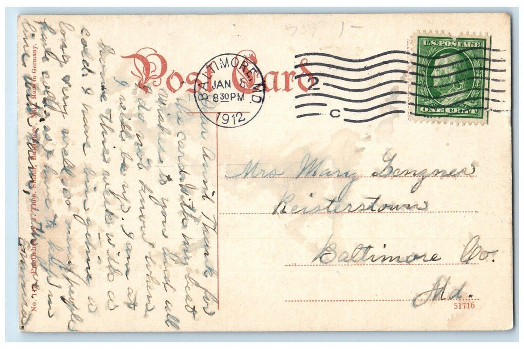 1912 Mansion House Flock Sheep Exterior Grass Field Baltimore Maryland Postcard