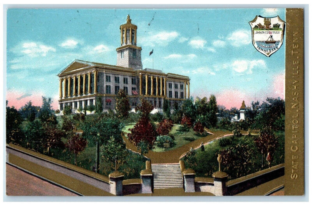 c1910 State Capitol Exterior Building Nashville Tennessee TN Embossed Postcard